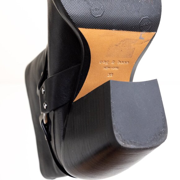 Rag and Bone Rio Western Leather Boot Black O Ring Harness Pointed Toe EU 38 - Picture 14 of 14